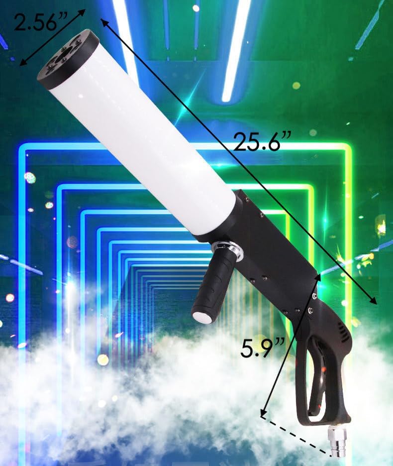 Color White CO2 Fog Machine, Handheld Fog Gun, Cannon Fog Machine with LED Lights Effect, Fogger, Smoke Gun With 3 Meter Gas Hose for Night Club Party, DJ Effects